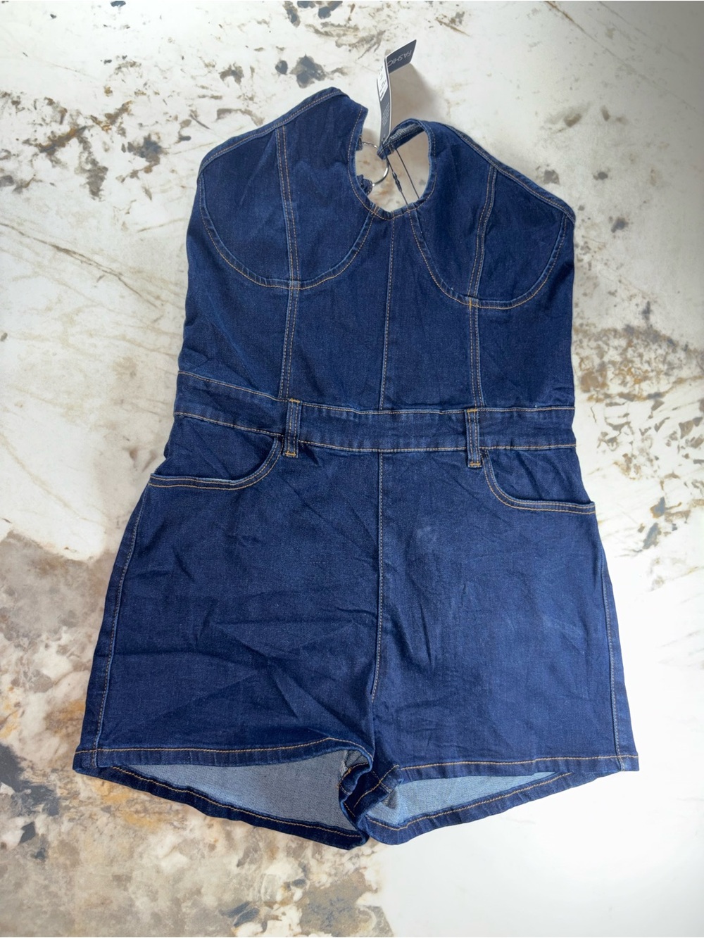 Fashion Nova Romper / Short Denim Romper - Size XL (New with Label